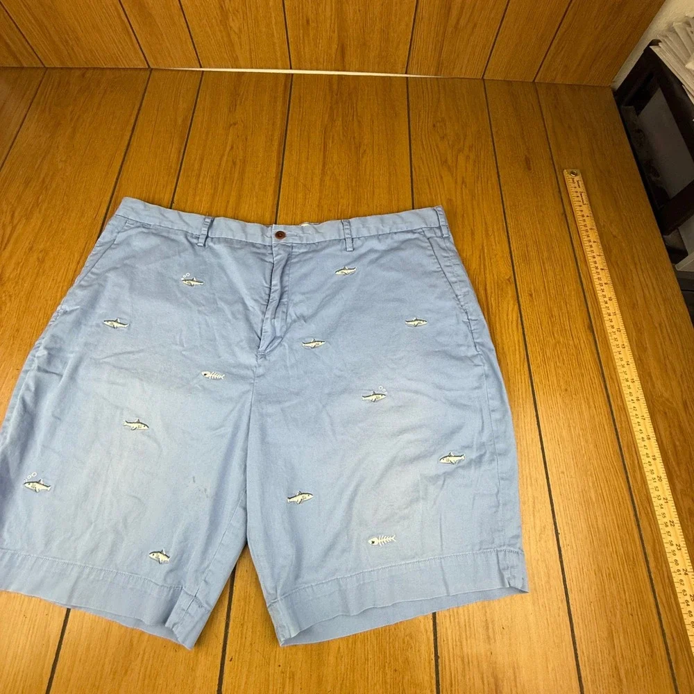 Polo Ralph Lauren Shorts Mens 42‎ Blue Fish Print Stretch Classic Fit